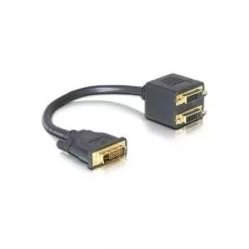 DVI adapterius DeLOCK DVI25 M į 2x DVI25 F 0,2 m juodas