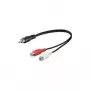 Wentronic Goobay RCA adapterinis kabelis, juodas, 0,2 m – RCA kištukas > 2x RCA lizdai (kairysis/dešinysis garsas) (50005)