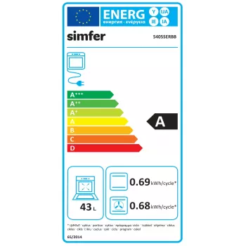 Kombinuota dujinė kaitlentė su elektrine orkaite SIMFER 5405SERBB, 50 cm, energijos klasė A