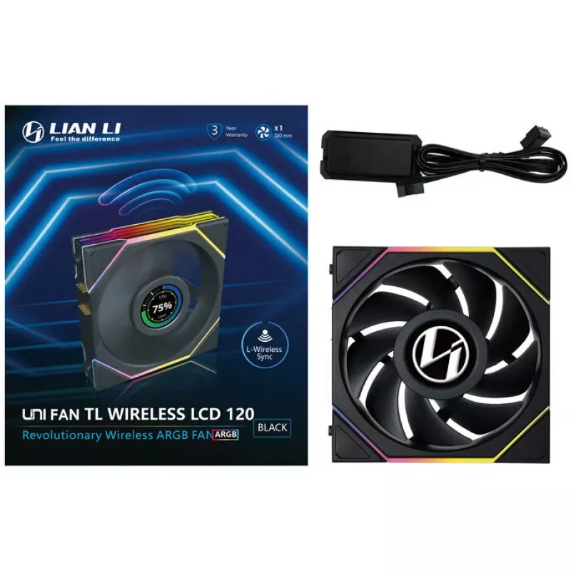 Lian Li UNI FAN TL LCD Wireless 120 mm juodas 1 vnt 0,2-2300 RPM