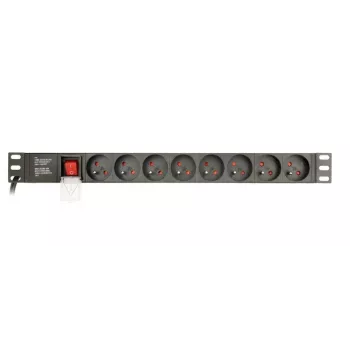 Gembird EG-PDU-014-FC14 maitinimo skirstytuvas, 8 AC lizdai, C14 įvadas, 3 m laidas, 1U aliumininis korpusas, 10 A, 3680 W