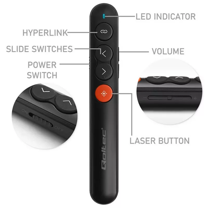 Lazerinis rodyklės pristatymo įrenginys 4v1 USB 3.0 2.4GHz 30m