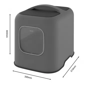Rotho BIALA uždaras katės tualetas su gaubtu, antracito plastikas, 395×510×443 mm, su kastuvėliu