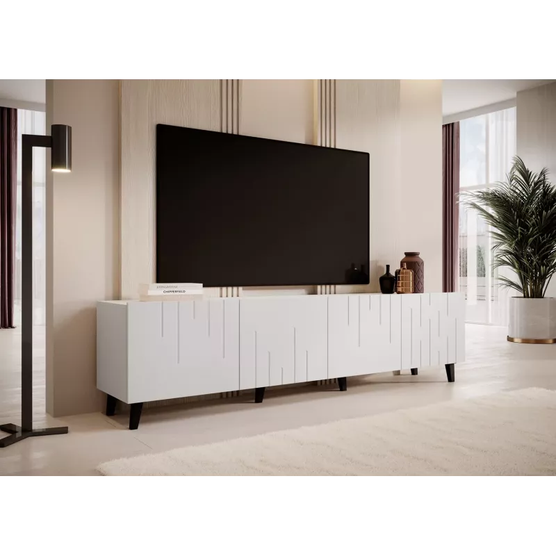 Stalvietė televizoriui cama meble BARI 200x42x52 balta matinė — 200×42×52 cm
