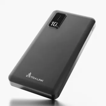 Power bank Extralink EPB-098B 10000 mAh, LiPo, 2× USB-A + 1× USB-C, juoda
