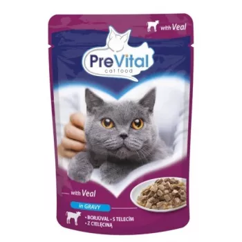 Šlapias kačių ėdalas PREVITAL Veršiena padaže 100 g – suaugusioms katėms