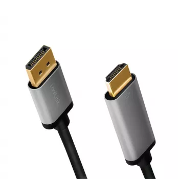 LogiLink CDA0107 vaizdo kabelio adapteris 2 m DisplayPort → HDMI pilka/juoda