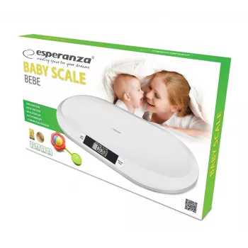 Elektrinės kūdikių svarstyklės ESPERANZA EBS019 – talpa 0,03–20 kg, padala 0,01 kg, didelis LCD ekranas 60×25 mm, balta