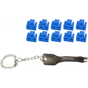 RJ45 prievado blokatorius ShiverPeaks BS08-01034 — 1 raktas, 10 mėlynų spynelių