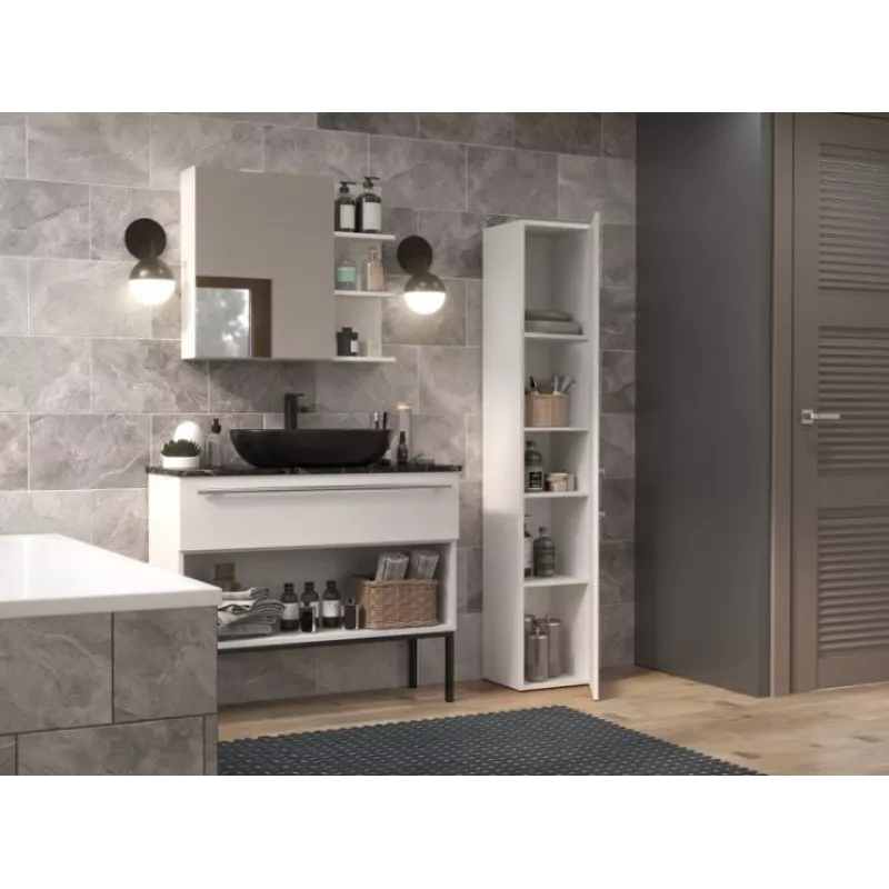 Vonios spintelė stovima Top e shop NEL II BIEL, 5 lentynų, 310×300×1740 mm, balta