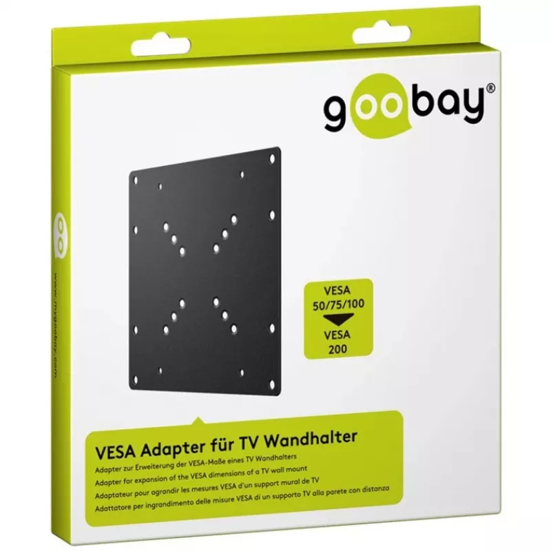 Wentronic Goobay VESA Adapter für TV-Wandhalter, Schwarz - zur Erweiterung der VESA-Maße eines TV-Wandhalters (63267)