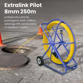 Kabelių tempimo pilotas Extralink EX.30905 8 mm stiklo pluošto FRP strypas, 250 m, geltonas
