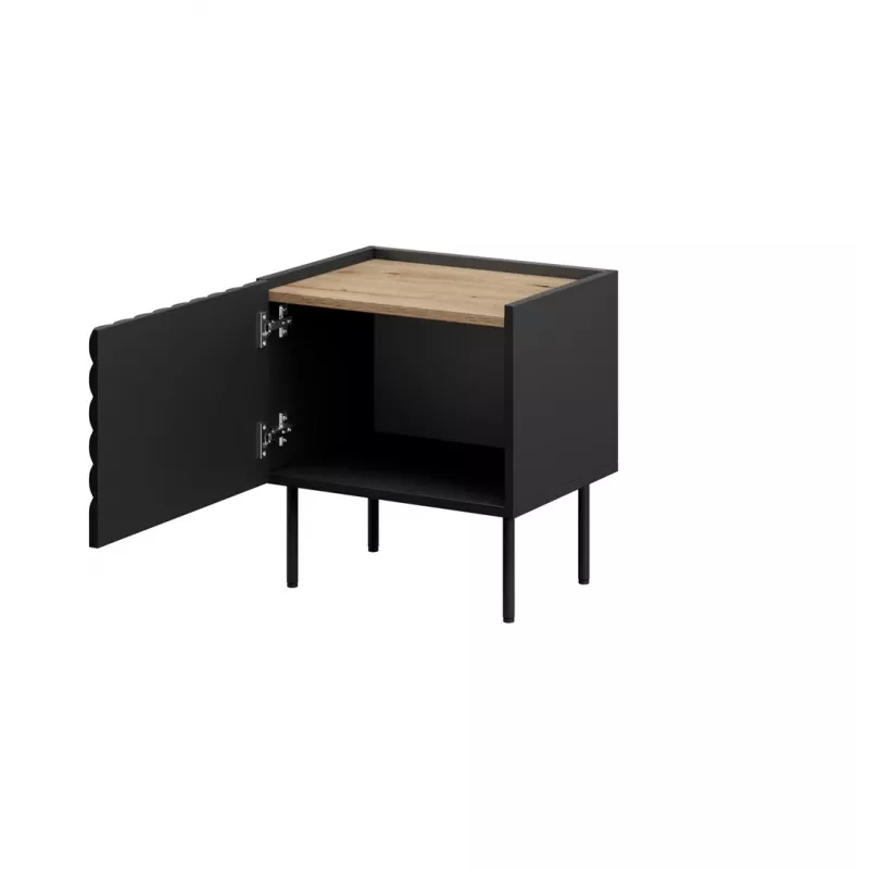 Naktinis staliukas Cama ONDA 50x40x54 cm juodas MDF/medžio drožlių plokštė 2 vnt. komplektas