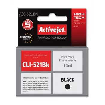 Activejet ACC-521BN kasetė (Canon CLI-521Bk; Supreme; 10 ml; juoda)