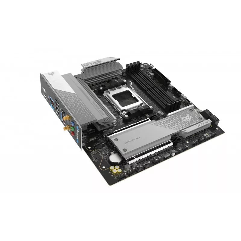 Motininė plokštė Sapphire NITRO+ B850M WIFI — AMD B850, lizdas AM5, micro ATX, DDR5, 4x DIMM, Wi‑Fi 6, 2,5Gb LAN, 2x M.2