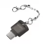 USB-C į microSD atminties kortelių skaitytuvas su raktų pakabuku