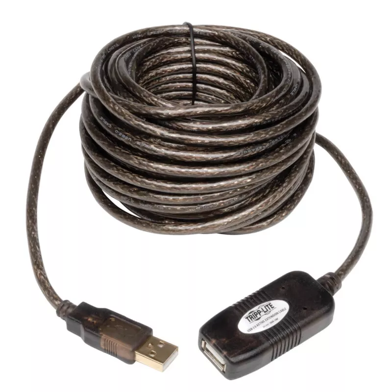 Tripp Lite by Eaton 10 m USB 2.0 Hi-Speed aktyvus kartotuvas – ilginimo kabelis USB-A (M) / USB-A (F)