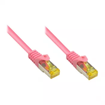 RJ45 jungiamasis laidas su Cat.7 neapdorotu kabeliu ir užrakto apsauga (RNS®), S/FTP, PiMF, halogenų neturintis, 600MHz, OFC, rausvai violetinis, 1,5m, Good Connections® (8070R-015M)