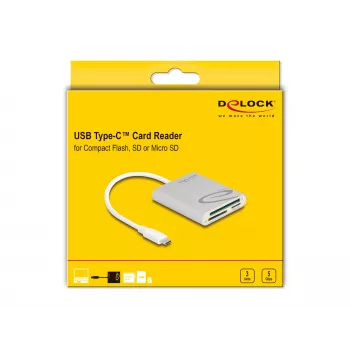 Card Reader DeLOCK 91005 USB 3.2 Gen 1 Type-C pilka CF MMC MicroSD