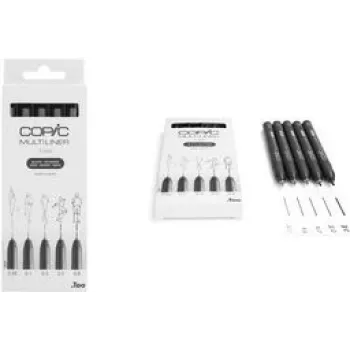 COPIC Multiliner Fineliner juoda 0,05 + 0,1 + 0,3 + 0,5 + 0,8 mm, 5 vnt. (22075635)