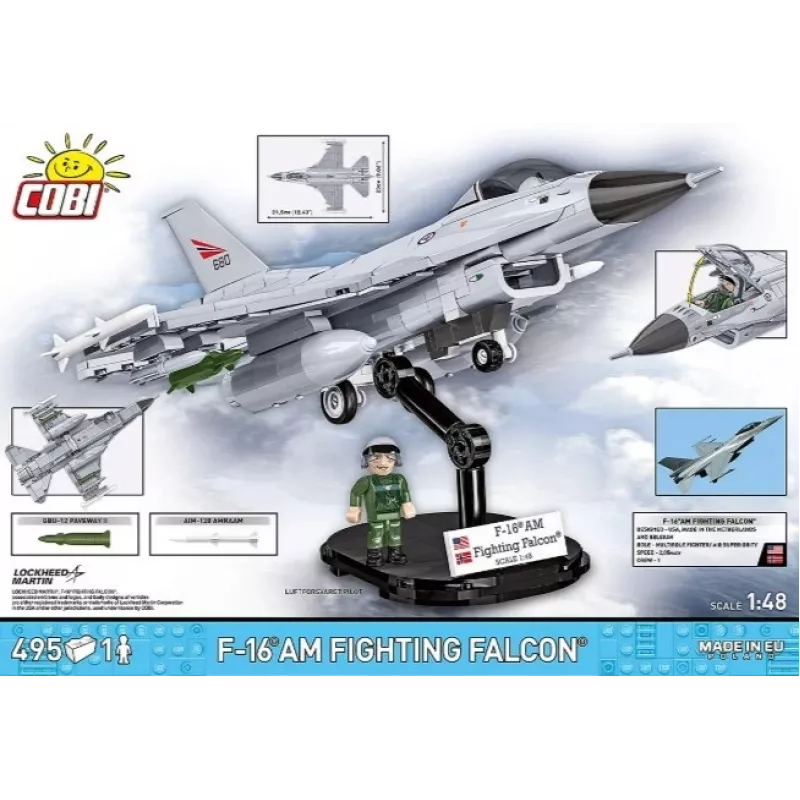 Cobi Konstruktorius F-16AM Fighting Falcon, 495 dalių, mastelio modelis