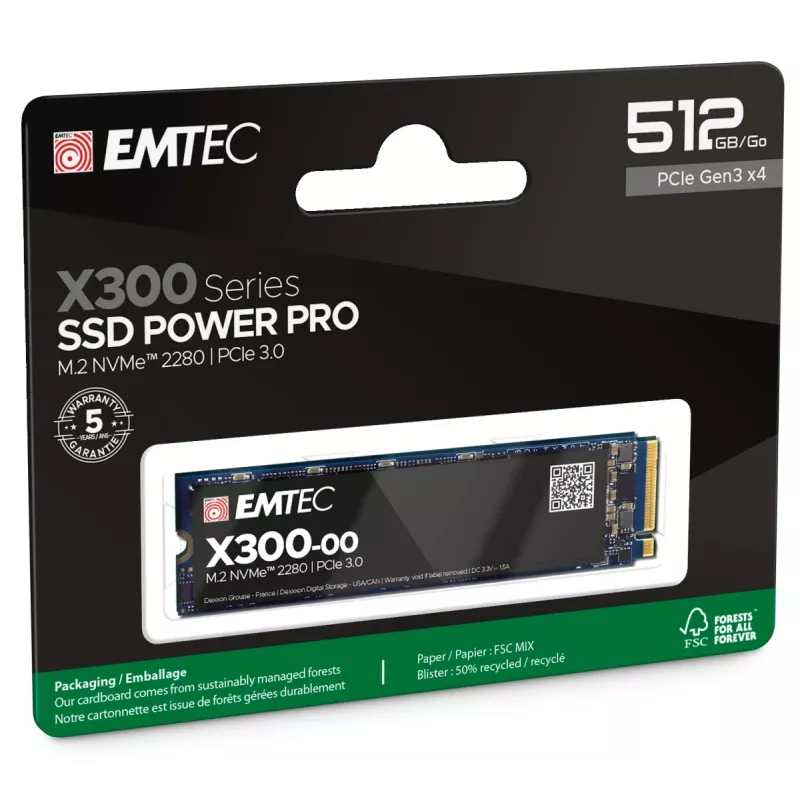 SSD Emtec X300 512 GB M.2 PCI Express 3.0 NVMe 3D NAND