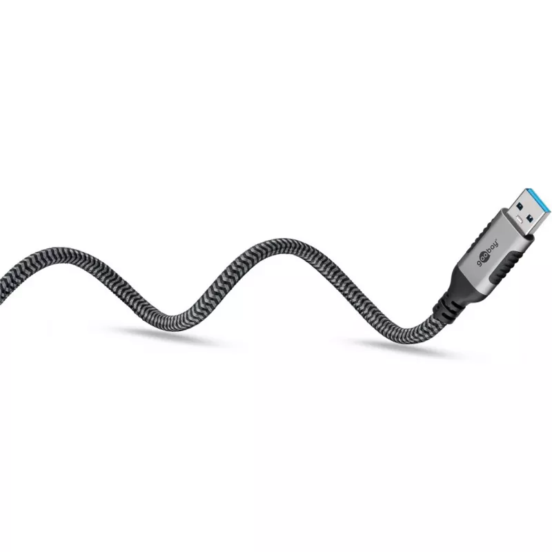Etherneto kabelis USB-A 3.2 Gen1 kištukas > RJ-45 kištukas, LAN adapteris juodas/sidabrinis, 2 m, pintas tekstilinis apvalkalas