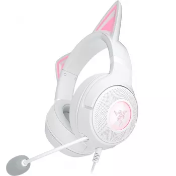 Ausinės „Razer Kraken Kitty V2“ laidinės USB Type-A baltos – uždedamos, lankeliu, 20–20000 Hz, 2 m kabelis