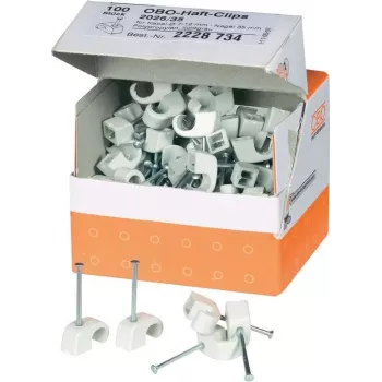 OBO Bettermann ISO-Nail Clips komplektas, skersmuo: 7–11 mm, pilka, 100 vnt. (2228734)