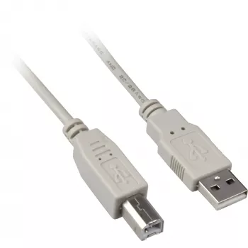 USB 2.0 laidas, USB-A kištukas > USB-B kištukas (pilka, 0,5 m)