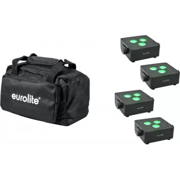 Plokščiųjų LED lempų rinkinys EUROLITE AKKU IP 3 — 4× baterijomis maitinami plokštieji LED skydeliai
