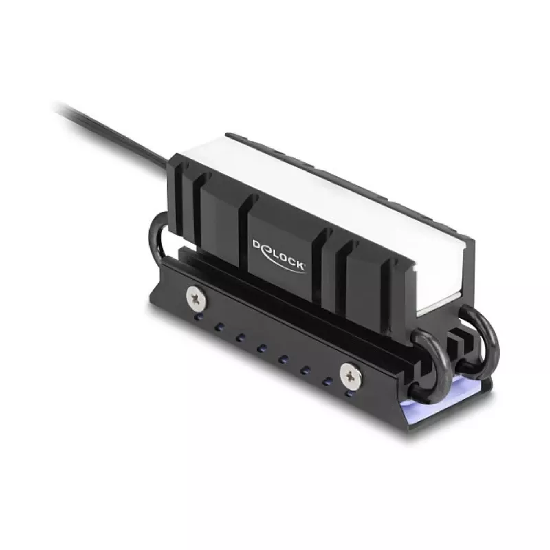 Šilumos šalintuvas DELOCK 18460 M.2 SSD 2280 — aliuminis/varis, RGB 5V, juodas
