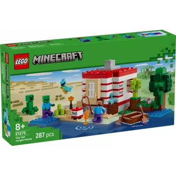 LEGO Minecraft 21275 TNT Džiunglių namas – 287 detalių, 2 minifigūrėlės, 8+