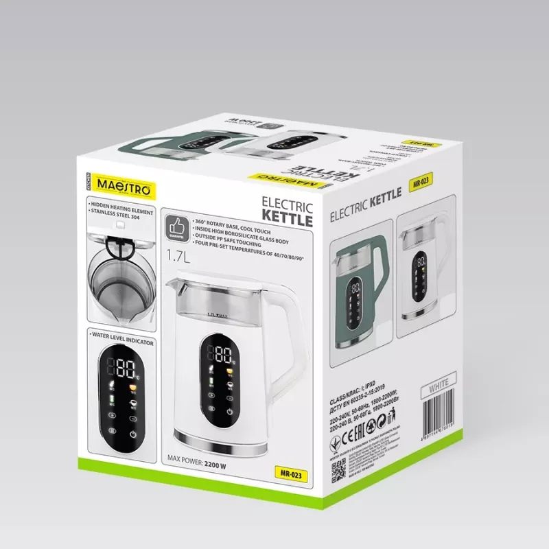 Elektrinis virdulys Maestro MR-023-WHITE, 1,7 l, 2220 W
