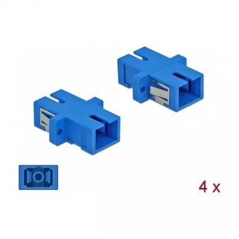 Skaidulinės optikos adapteris SC moteriškas į SC moterišką, DELOCK 85990, mėlynas, 4 vnt. pakuotė