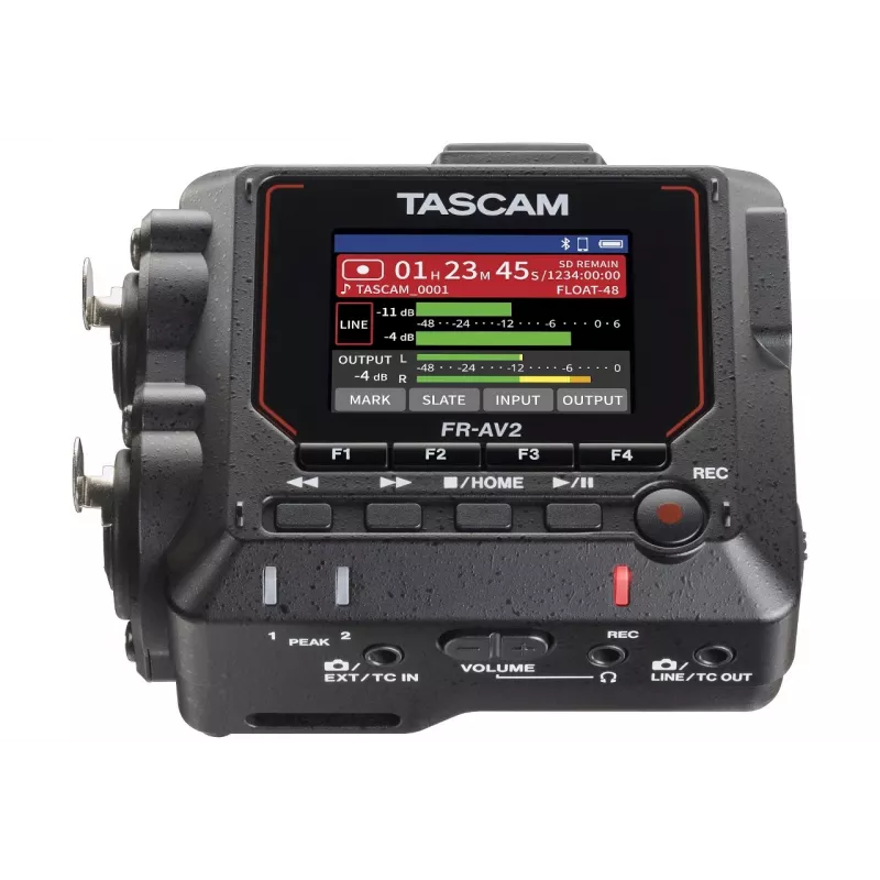 Nešiojamas garso diktofonas Tascam FR2-AV – 2 takeliai, 2 XLR combo įėjimai, USB-C sąsaja, 48–192 kHz, 24/32 bitai, microSD iki 512 GB