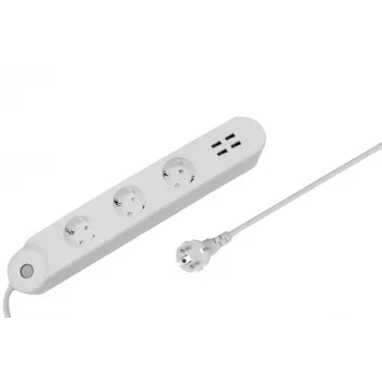 Išmanusis maitinimo blokas Denver SHP-300U 3 AC lizdai E tipas 4 USB-A baltas
