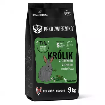 PAKA ZWIERZAKA Puppy Rabbit with wild herbs S - sausas šunų ėdalas - 9 kg