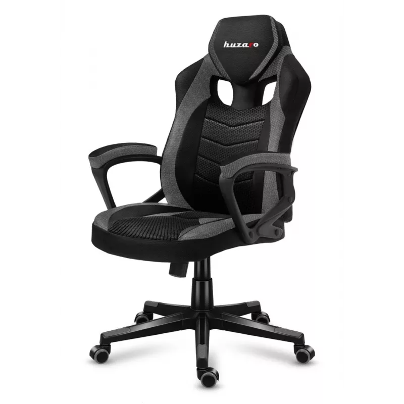 Huzaro FORCE 2.5 GREY MESH Žaidimų kėdė su tinkliniu sėdėjimu Juoda, Pilka