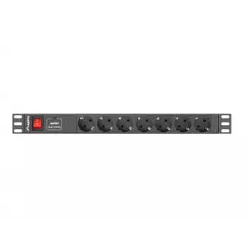 Lanberg PDU-07F-0200-IEC-BK 1U 10A 2m 7x Schuko lizdų maitinimo skirstytuvas (PDU) 19 inch