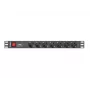 Lanberg PDU-07F-0200-IEC-BK 1U 10A 2m 7x Schuko lizdų maitinimo skirstytuvas (PDU) 19 inch