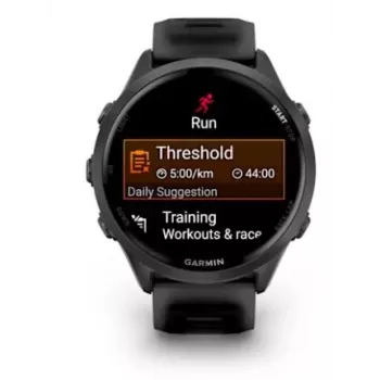 Išmanusis laikrodis GARMIN Forerunner 570 — 47 mm šlifuoto aliuminio korpusas, peršviečiamas juodas silikoninis dirželis