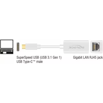 Dokavimo stotelė nešiojamam kompiuteriui DeLOCK 65906 USB Type-C balta