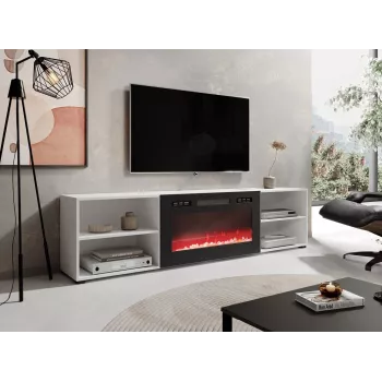 RTV spintelė POLO 200x33x50.5 baltas + židinys juodas