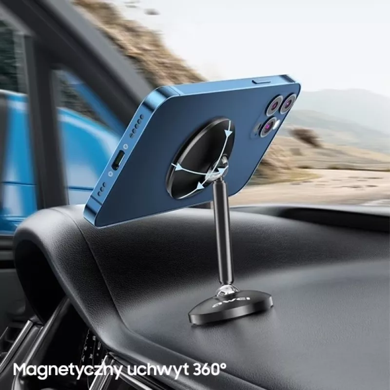 Magnetinis laikiklis automobiliui ant prietaisų skydelio juodas