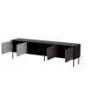 TV spintelė Cama Meble CORTINA 4D 200x40x55 cm, juodas viršus, riešutmedžio fasadai