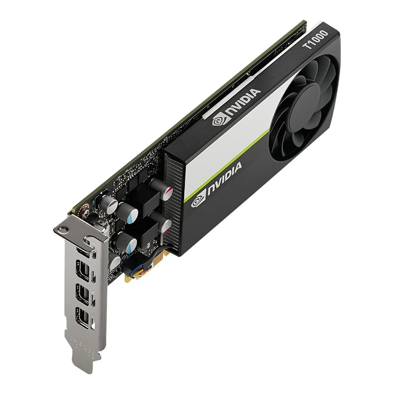 PNY NVIDIA T1000 4GB GDDR6 žemo profilio vaizdo plokštė, 4x Mini DisplayPort (VCNT1000-SB)