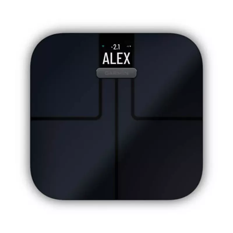 Elektrinės asmeninės svarstyklės GARMIN Index S2 juodos, max 181,4 kg, Wi‑Fi/Bluetooth, kūno sudėtis