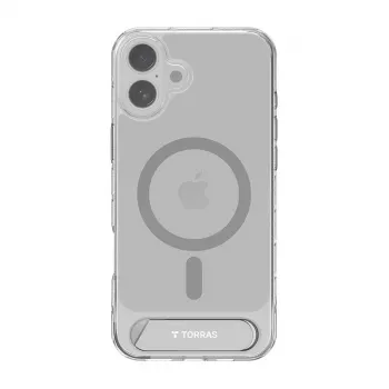 Dėklas Torras Pstand Series iPhone 16 Plus permatomas su integruota kojelė