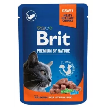 Šlapias ėdalas katėms Brit Premium Cat Salmon Sterilised maišelis 100 g, be grūdų, suaugusioms kastruotoms, 82% drėgmės